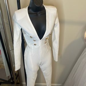 House of CB White Bandeau Jumpsuit XS